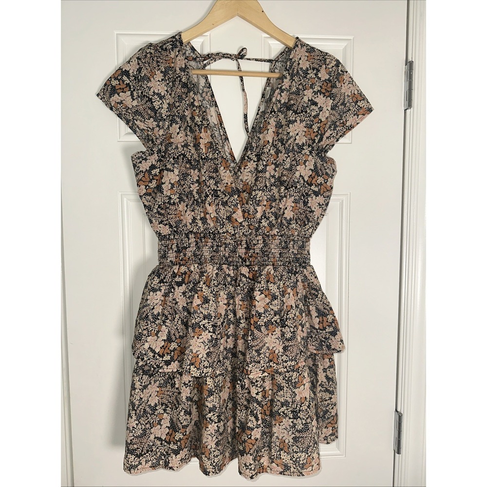 American Eagle S Floral Garden Party Tiered Mini Dress Ruffles Cottagecore Derby - Picture 2 of 6